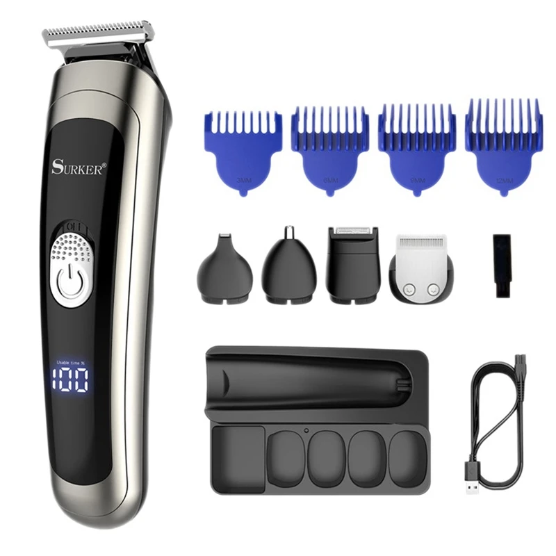 

Surker Cordless Hair Trimmer USB Rechargeable Hair Clippers Waterproof Beard Trimmer For Men Haircut Kit