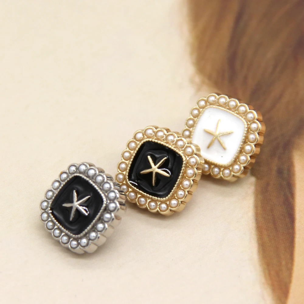 

DOTOLLE 11mm Mini Square Star Pearl Gold Metal Buttons For Clothes Girl Shirt Dress Cuff Handmade Decorations Sewing Accessories
