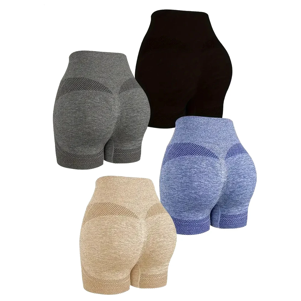 Женские персиковые шорты для йоги с высокой талией тренировок фитнеса подтяжки