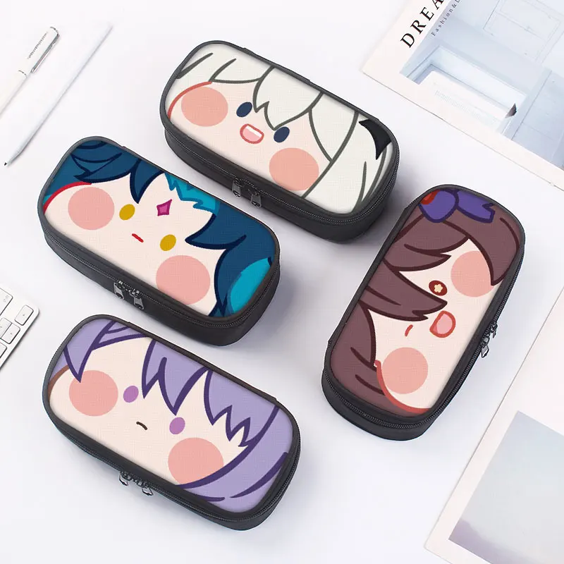 

21cm X 10cm Genshin Impact Pencil Case Bag Paimon Venti Xiao Kawaii Anime Game Character Student Canvas Office School Stationery