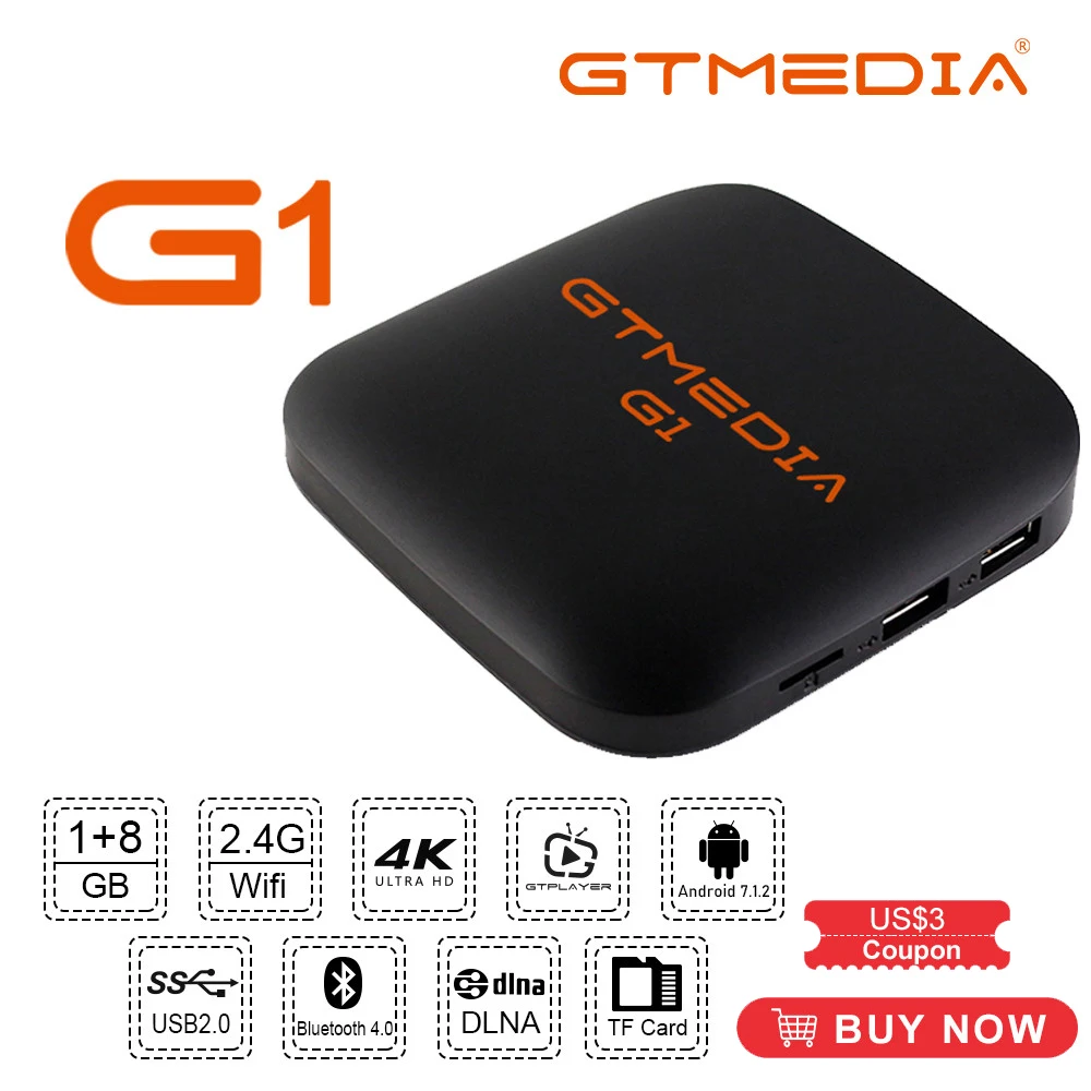 GTmedia G1 IP TV Box 4K Ultra HD 2K Android 2 4G WiFi DTS Многоязычная Смарт ТВ-приставка медиаплеер с