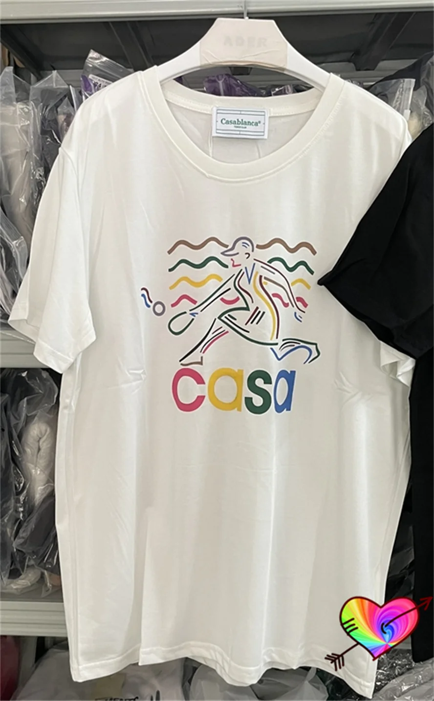 

2023ss Casablanca Tennis Club Tee Men Women 1:1 Multicolour Graphic Casablanca T shirt Casa Logo Tops Crewneck Short Sleeve