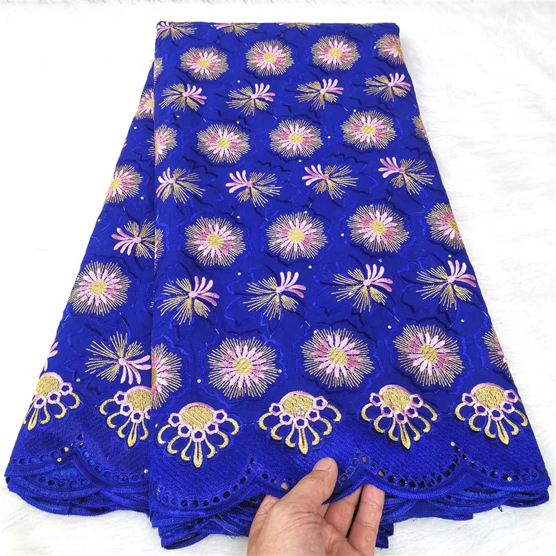 

5 yard Swiss lace fabric latest heavy beaded embroidery African 100% cotton fabrics Swiss voile lace popular Dubai style 9L05301