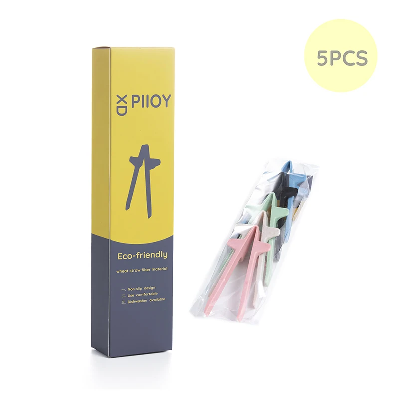 5 Pairs Eco-friendly BPA Free Wheat Straw Fiber Finger Chopsticks Play Game Hands-free Multifunctional Snack Clip Lazy Tool