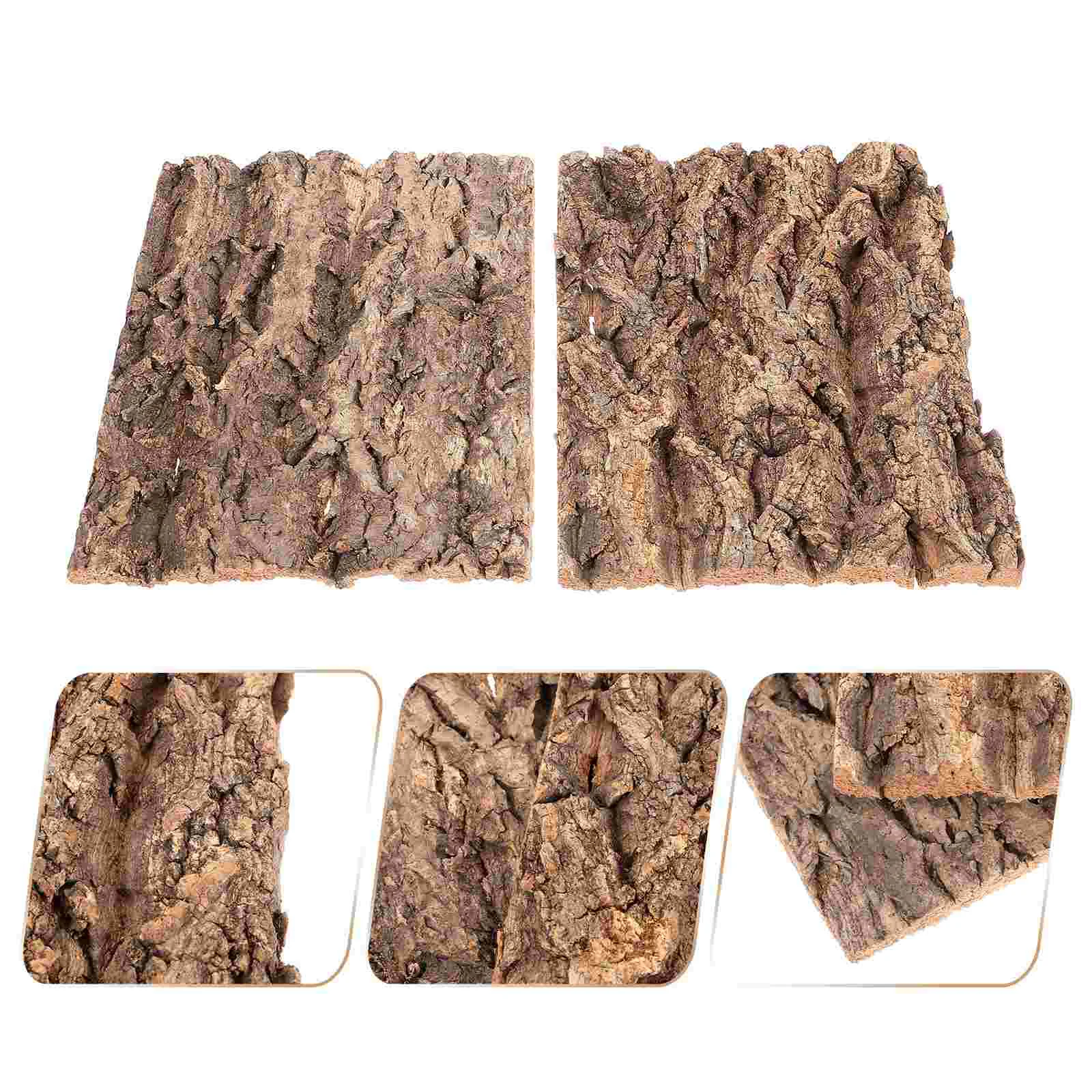 

2 Pcs Terrarium Bark Decoration Container Lizard Hideout Turtle Basking Platform Bonsai tree