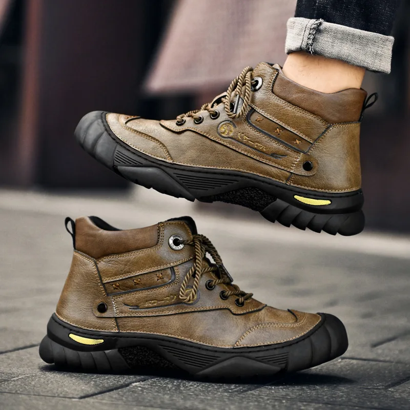 Xiaomi SALUDAS Winter Warm Plush Men Boots Genuine Leather Outdoor Snow Boots Leisure Sneakers Waterproof Non-slip Walking Shoes