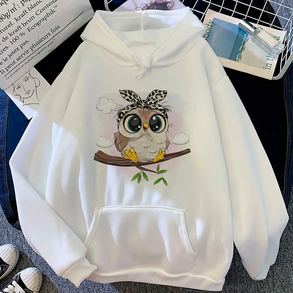 Owl hoodie soft fabric printed design patterned clothes for teens kawaii girl sweatshirts tracksuits graphic