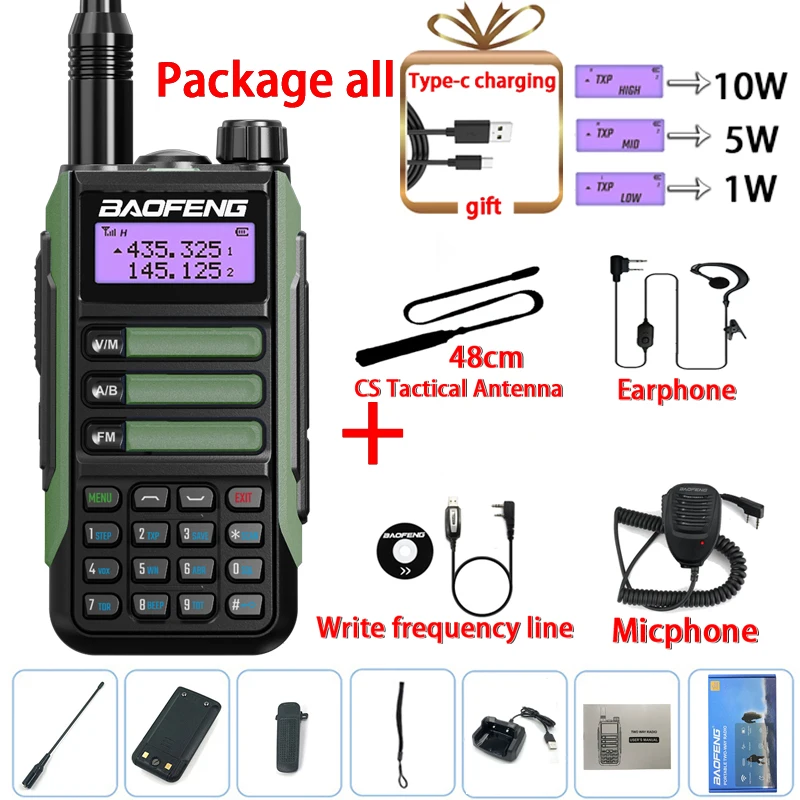 Портативная рация BaoFeng UV-16 Pro Mate True10W высокая мощность Type-C зарядное устройство