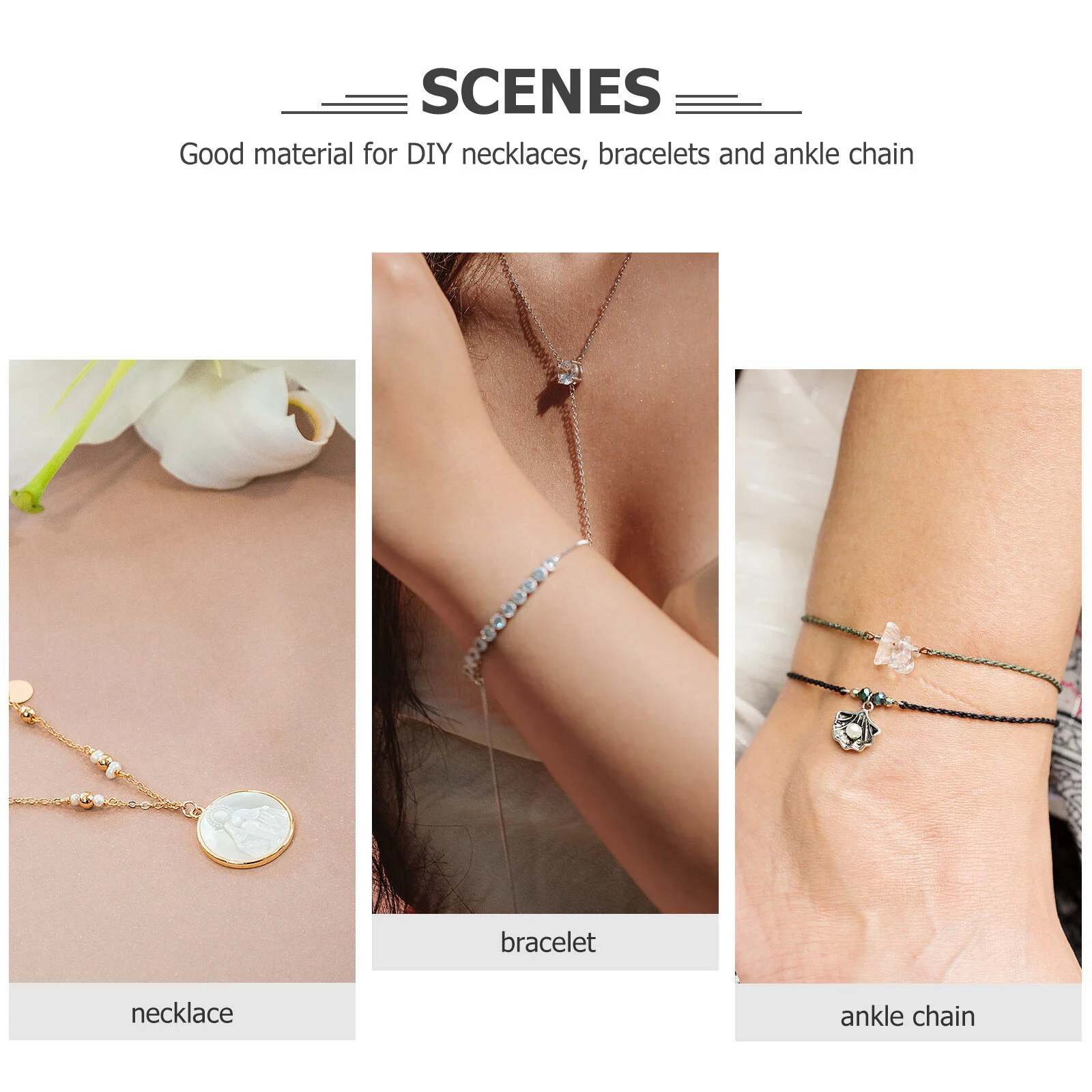 Necklace Chain Sterling Silver Extender Anklet Extenders DIY Chains Extensions Necklaces Tail Trendy