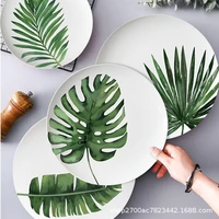 green plant series dinner plate fresh style household four piece suit wedding hotel model room tableware bone china suit