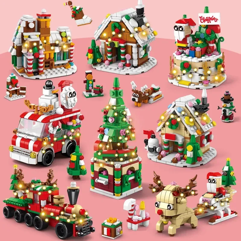 

Рождественские подарки Рождественский лось олень Олень снег Пряничный дом светодиодные строительные блоки игрушки для детей Подарки Рождественская игрушка