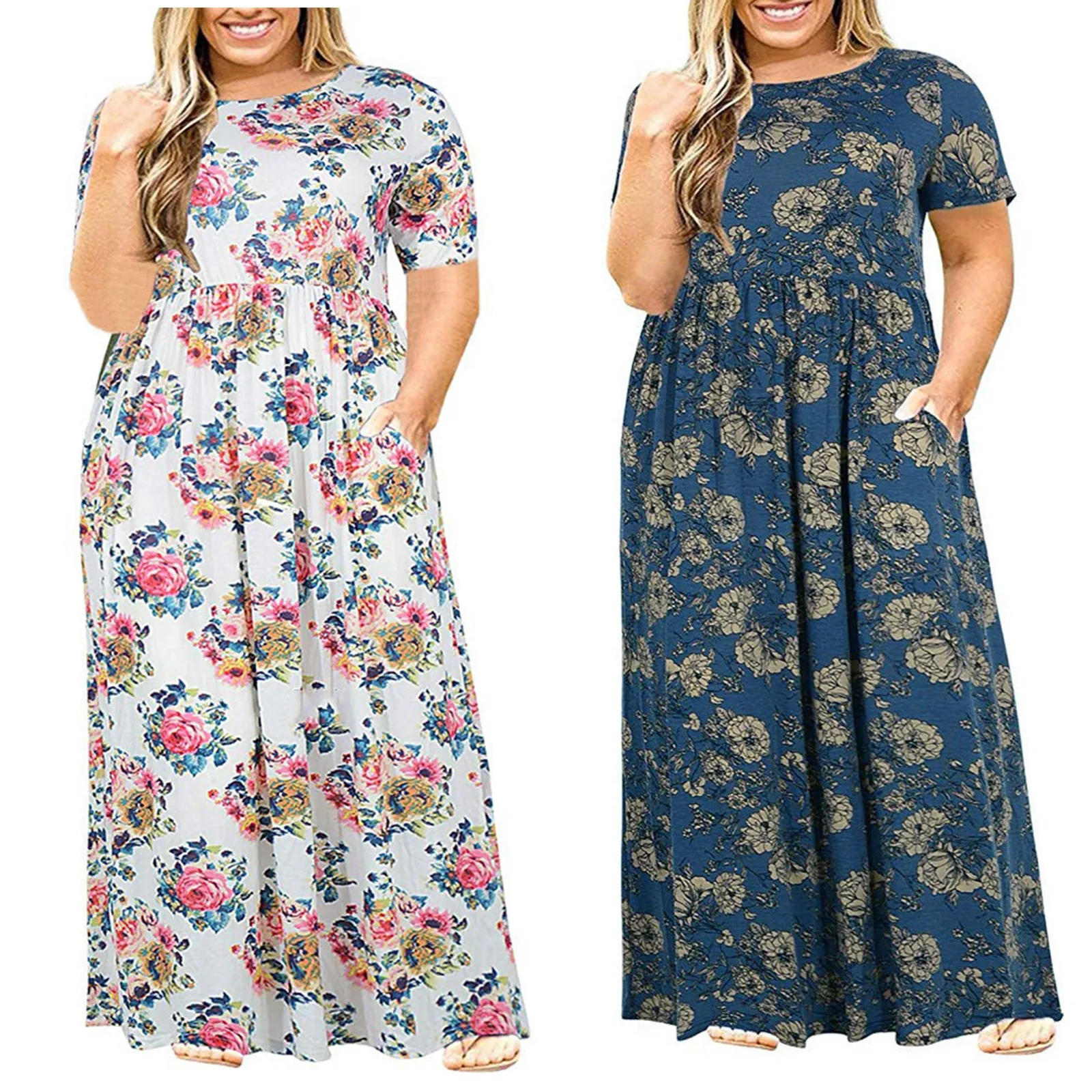 

Женское длинное платье с принтом и круглым вырезом, короткое платье с карманами и рукавами, женское платье, женские осенние платья