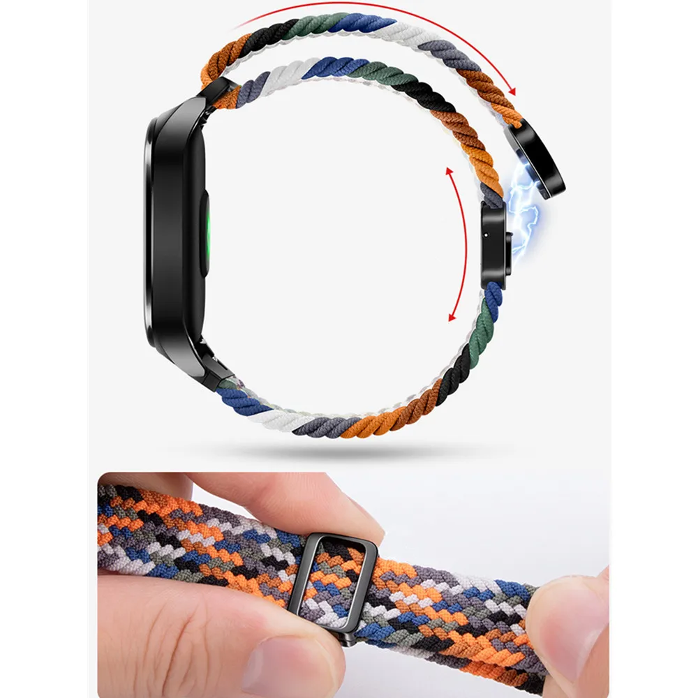 Фото Ремешок нейлоновый Плетеный для GARMIN Lily2, спортивный Воздухопроницаемый браслет с магнитной пряжкой и эластичной петлей, 14 мм №4