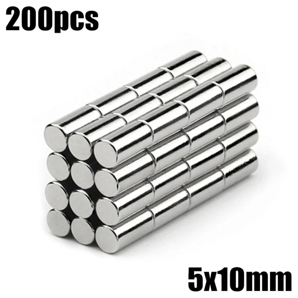 

200pcs 5x10mm Super Powerful Strong Bulk Small Round NdFeB Neodymium Disc Magnets Dia 5mm x 10mm N35 Rare Earth NdFeB Magnet