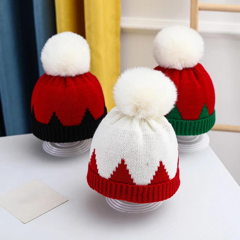 

НОВАЯ РОЖДЕСТВЕНСКАЯ вязаная шапка, мягкая Шапка-бини для детей, шапка Санта-Клауса, детский подарок на Новый год, Рождественский монтаж, детская теплая вязаная шапка