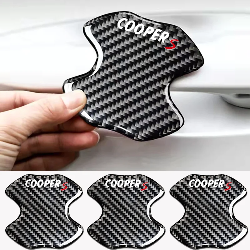 

4pcs Car Carbon Fiber Door Wrist Sticker ForMini coopers R56 R50 R51 R52 R53 R52 R55 R57 r58 r59 R60 Countryman Accessories