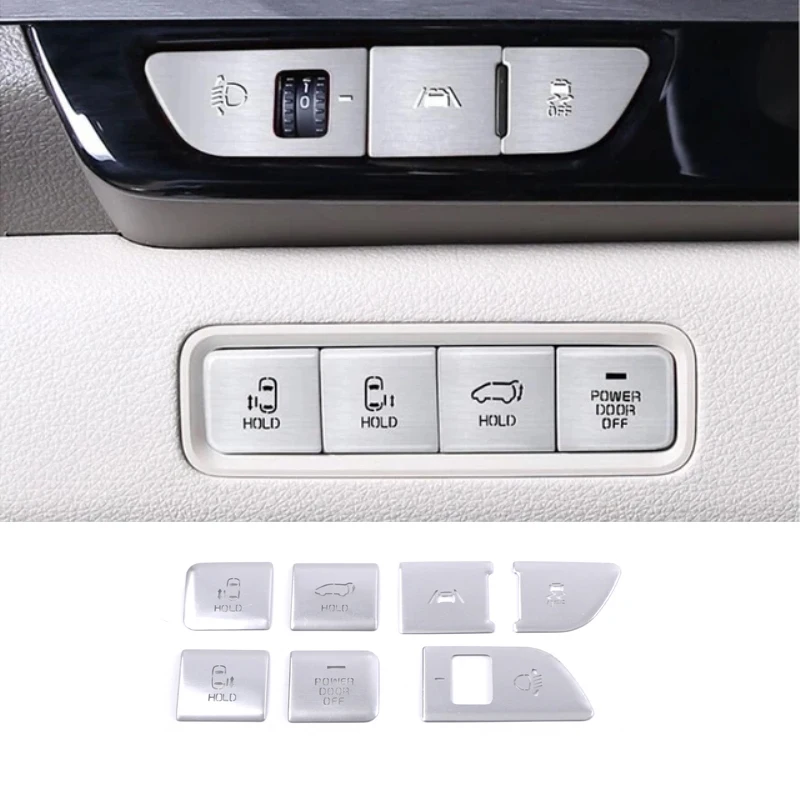 

Для Kia Carnival Sedona KA4 2021 2022 полноразмерная Кнопка интерьера автомобиля, покрытие из алюминиевого сплава, защитная декоративная крышка, наклейки