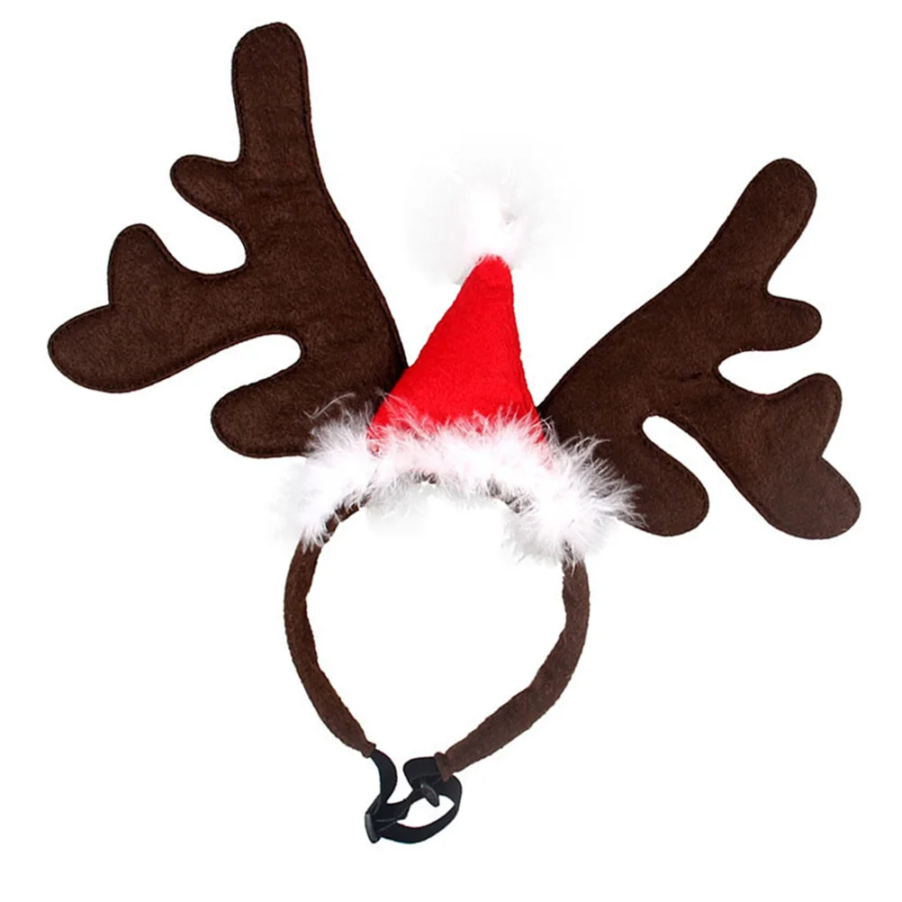 

1Pc Christmas Antlers Hair Cat Decorative Headwear (Red Coffee)