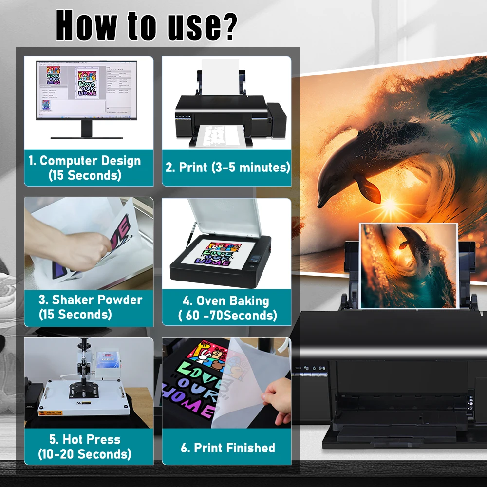 Принтер A4 DTF для Epson L805 Печатная машина футболок формата А4 переноса пленки Impresora dtf