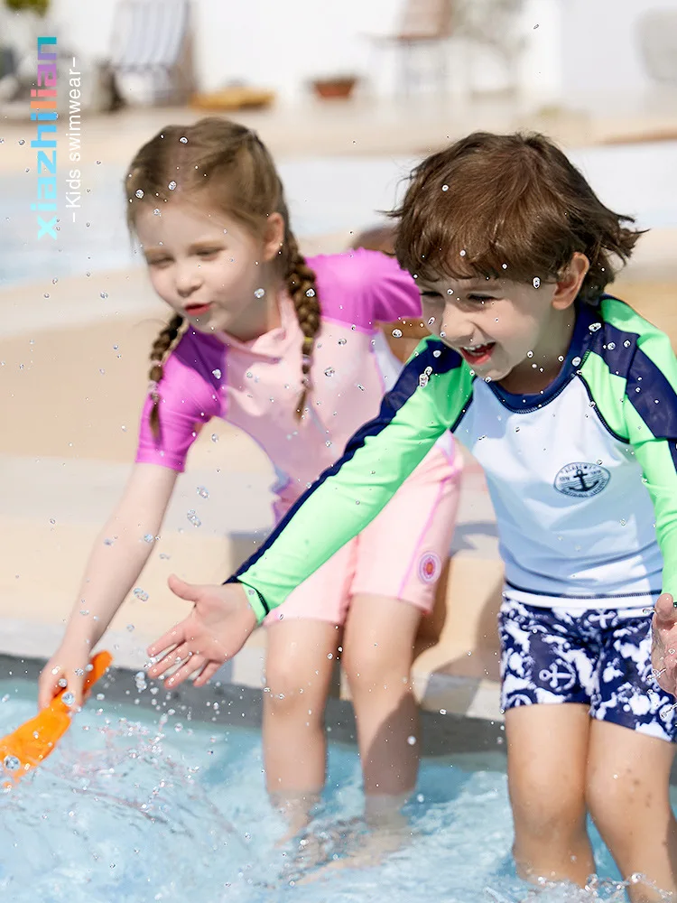 Купальник для мальчиков новинка 2024 детский купальный костюм с длинным рукавом