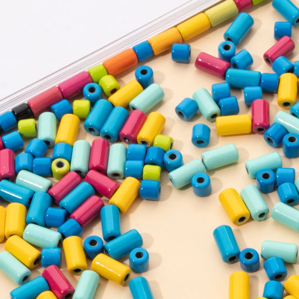 30pcs/lot 3x3mm Free Combination Colorful Enamel Cylindrical Metal Spacer Beads for DIY Bohemia Bracelet Necklace Jewelry Making