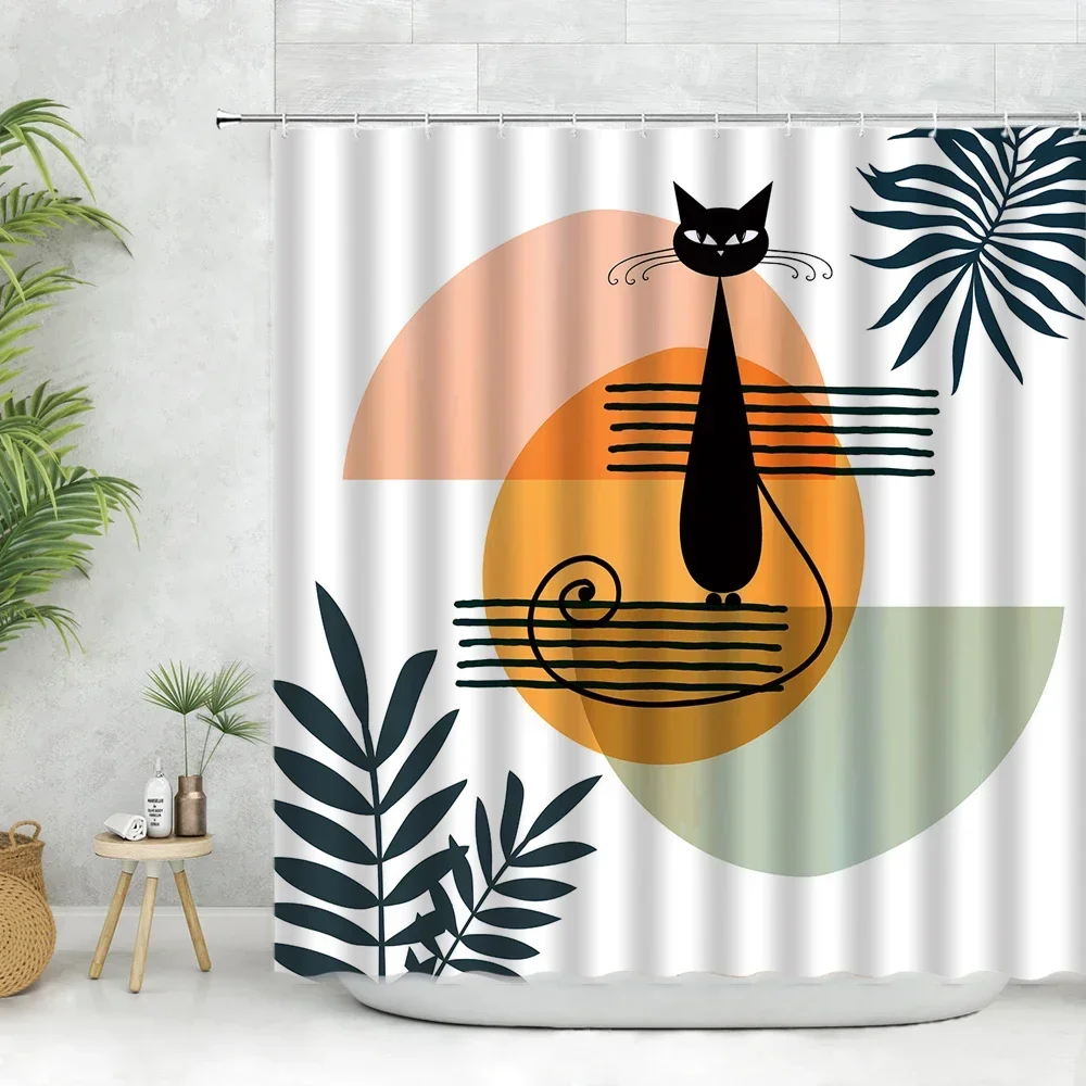 Абстрактная занавеска для душа в стиле бохо ванную комнату с листьями круглыми