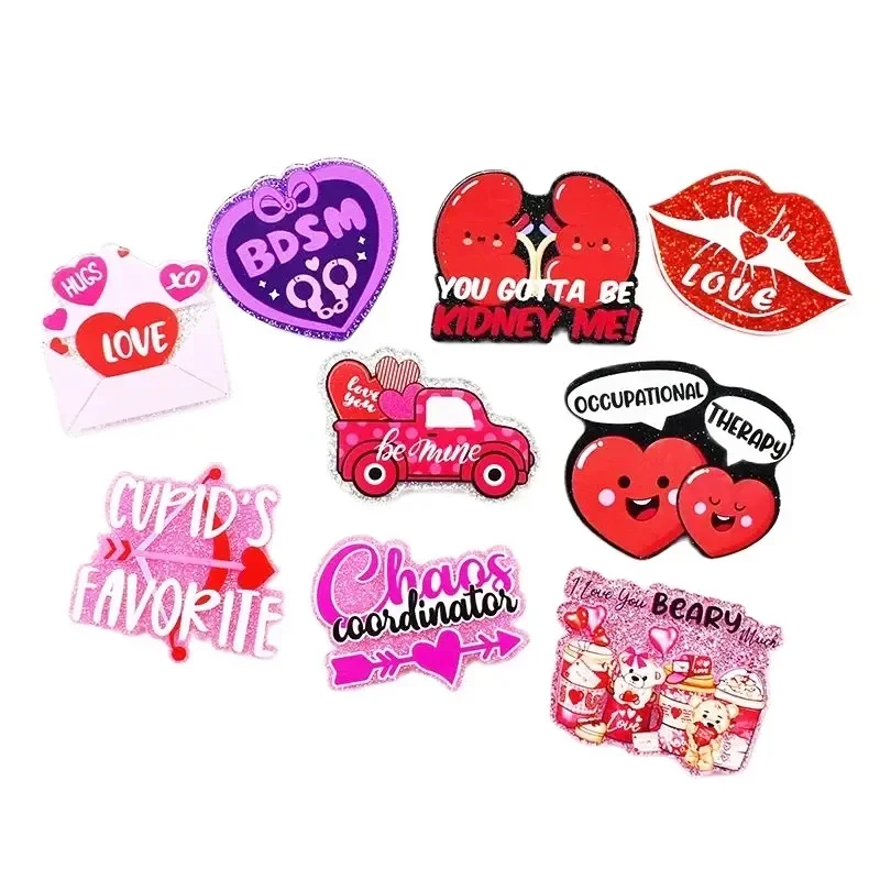 10 шт. акриловый кулон с любовными буквами блестящее сердце подходит для DIY