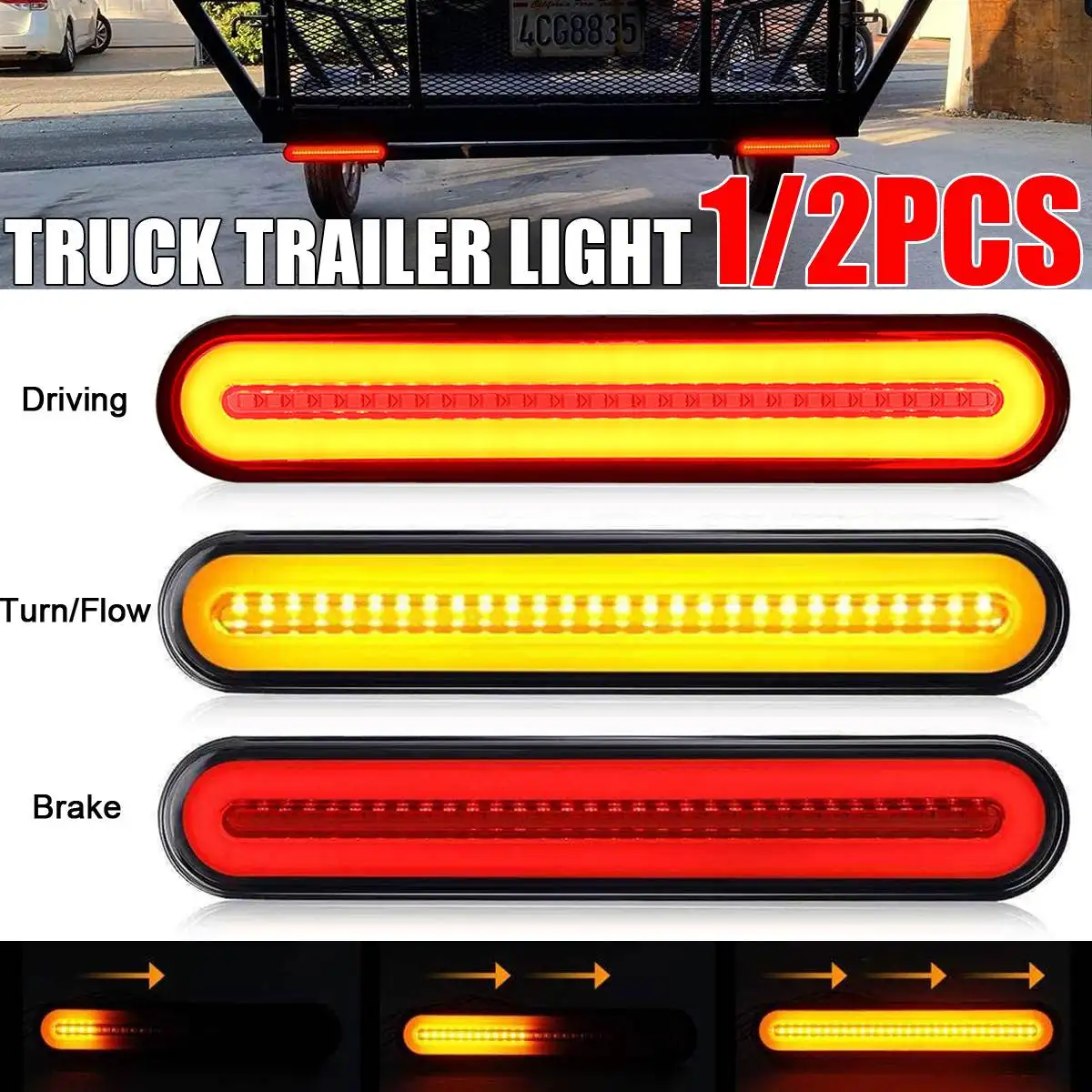 

2pcs LED Side Marker Lights Car External Lights Warning Tail Light Signal Brake Lamps 10-30Vfor Truck Trailer Lorry Bus