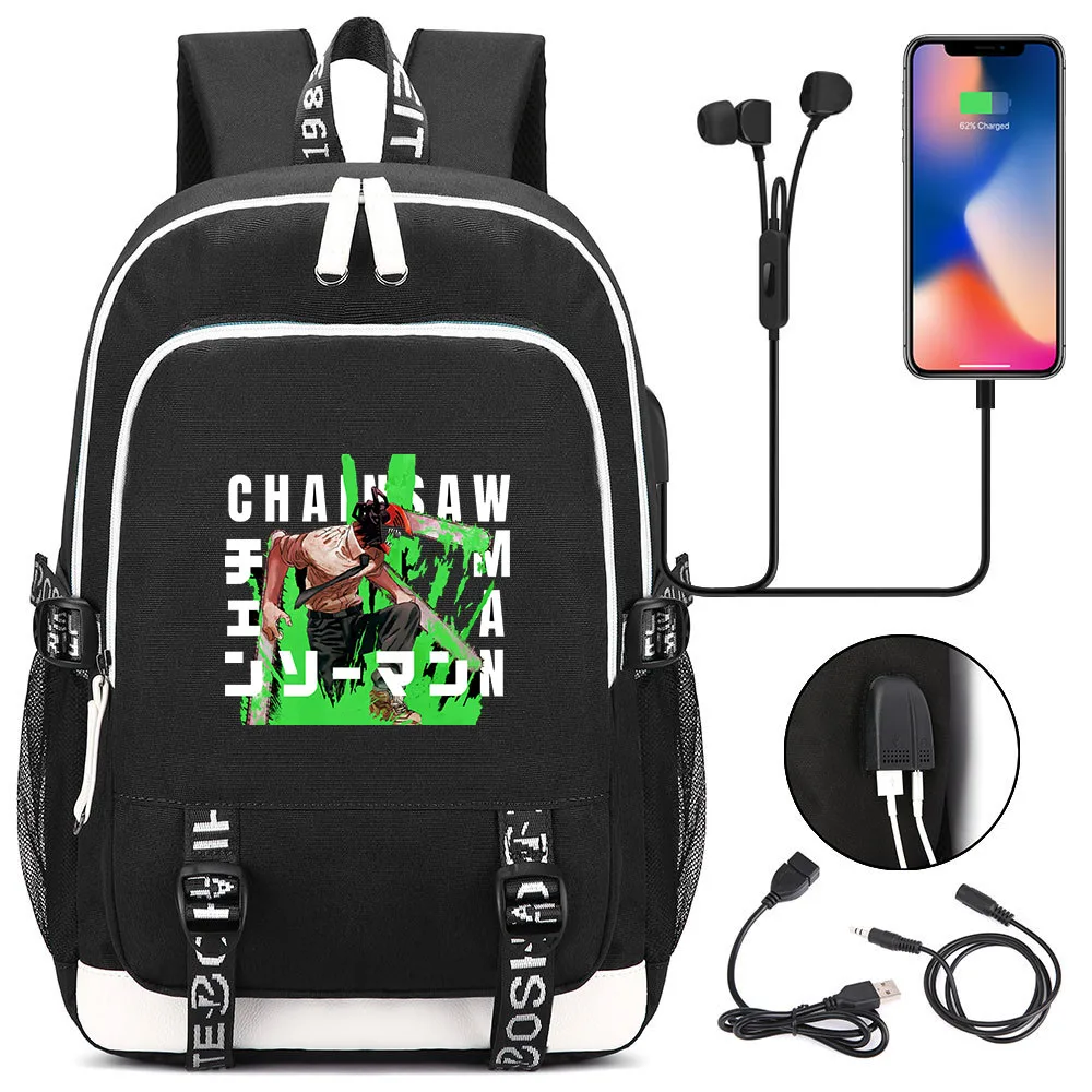 

Chainsaw Man Backpack Men Women USB Charging Laptop Travel Backpack Boy Girl Teenager School Backpack Casual Mochila