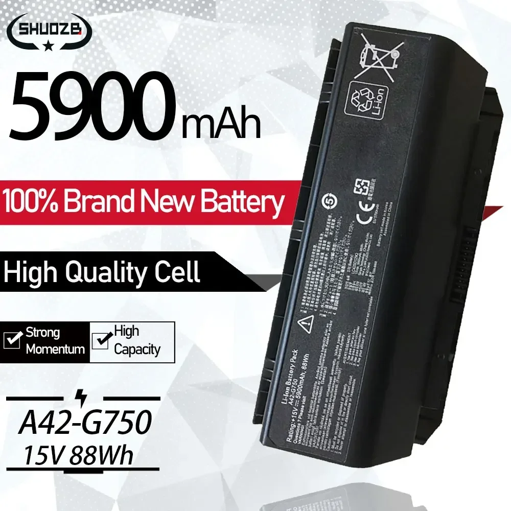 Новый аккумулятор для ноутбука A42-G750 Asus ROG G750 G750J G750JH G750JM G750JS G750JW G750JX G750JZ CFX70 CFX70J 15V