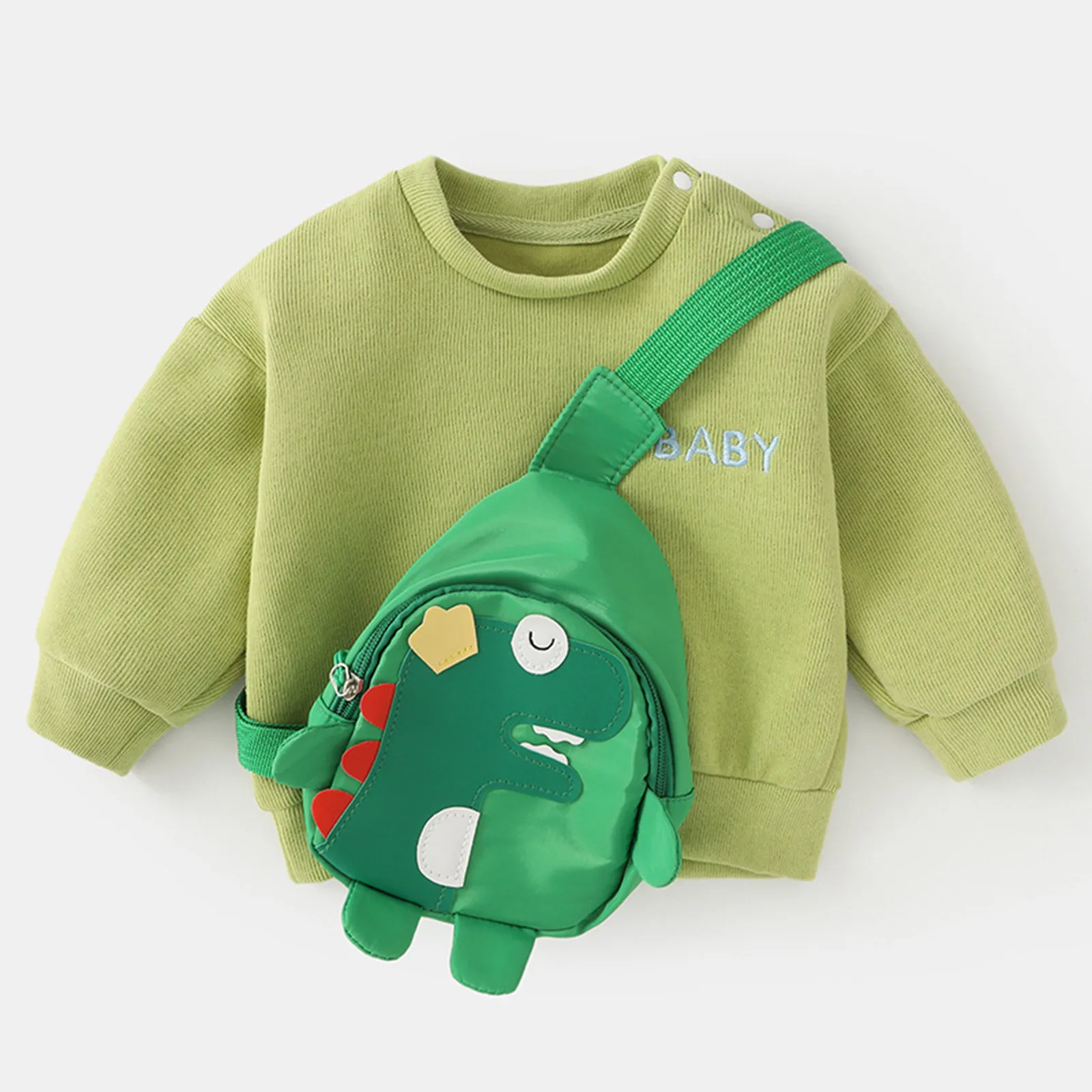 

New Kids Clothes Baby Boys Girls Cartoon Design Long Sleeves Sweatershirt Toddler Casual Soft Hoodie Tracksuit Tops Cute Bag Set