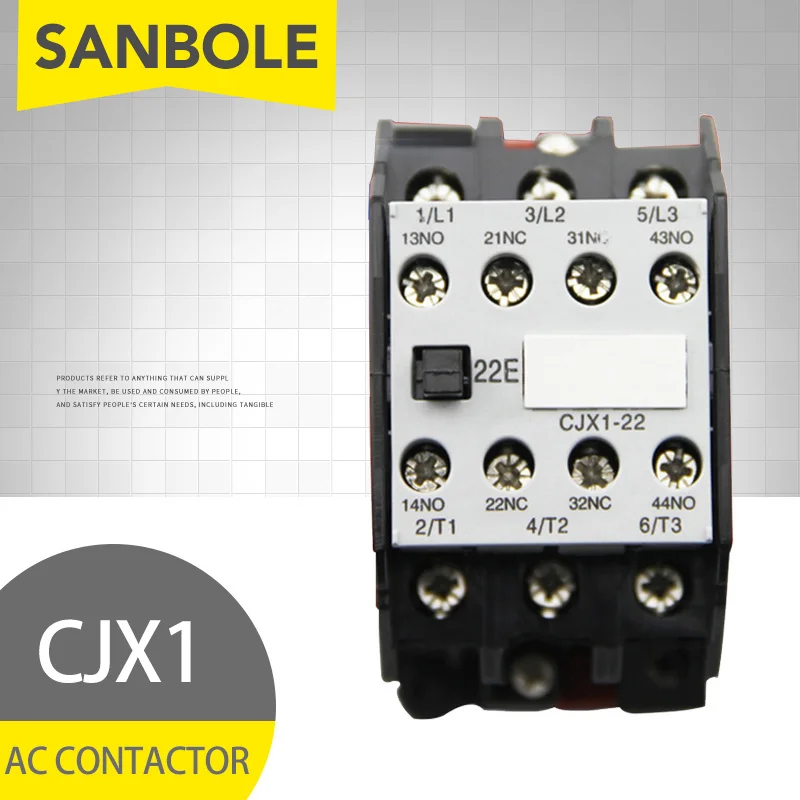 CJX1-22/22 3TB43 контактор переменного тока на DIN-рейке 2NO 2NC 12V/24V/36V/48V/110V/127V/220V/380V 22A 50 Гц/60 Гц
