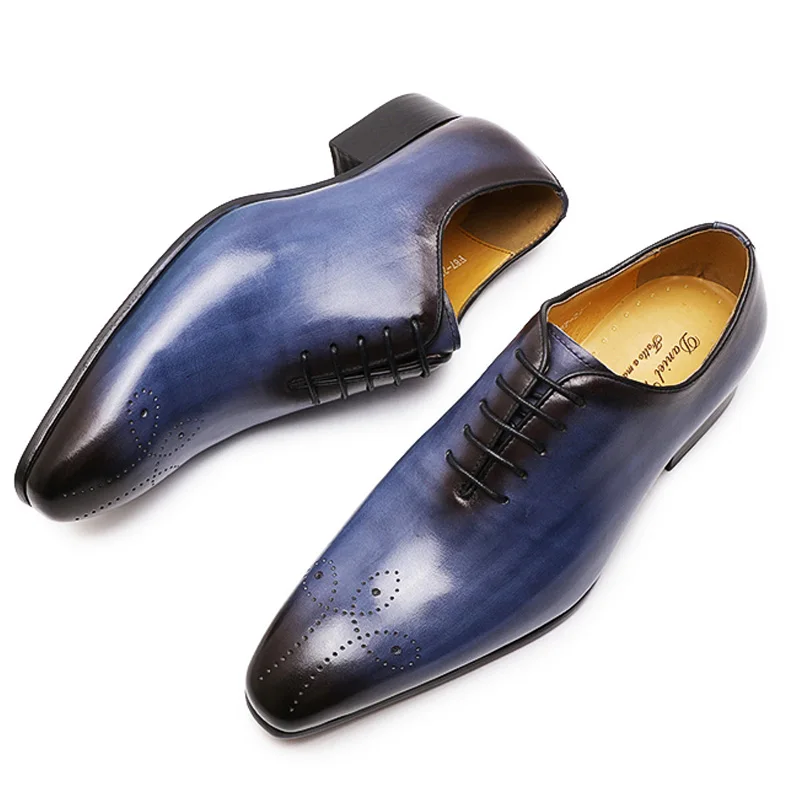 Daniel Shoes Italian Mens Dress Shoes Genuine Leather Blue Purple Oxfords Men 5
