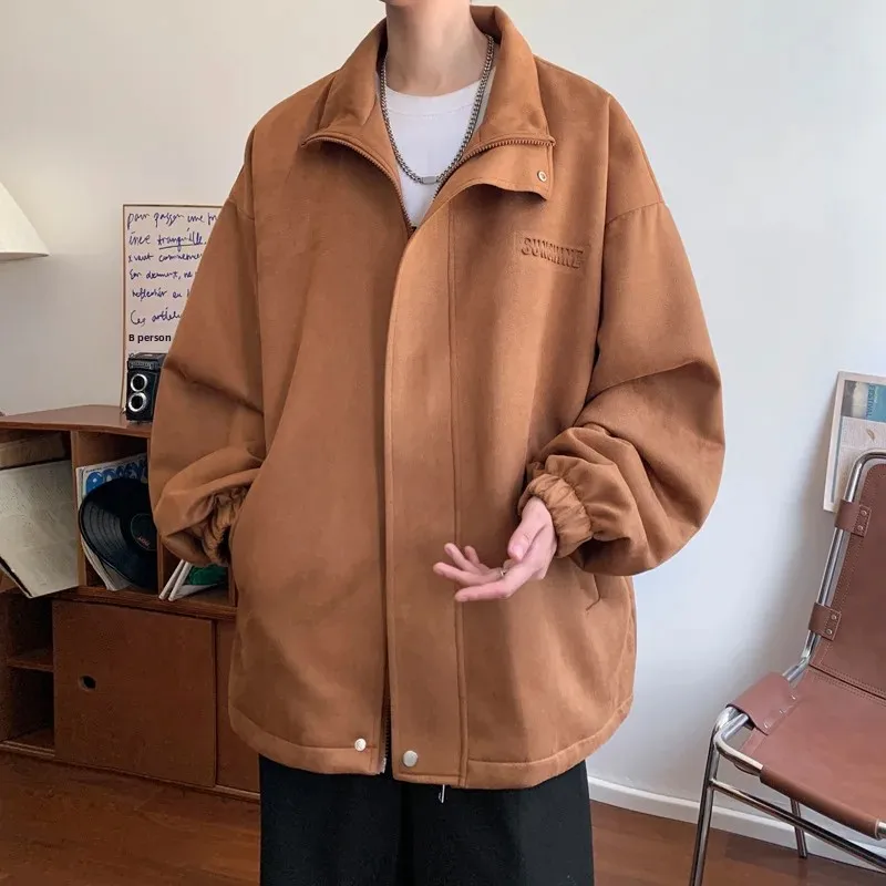 Новое поступление ранняя осень мужская однотонная куртка свободный крой топ с