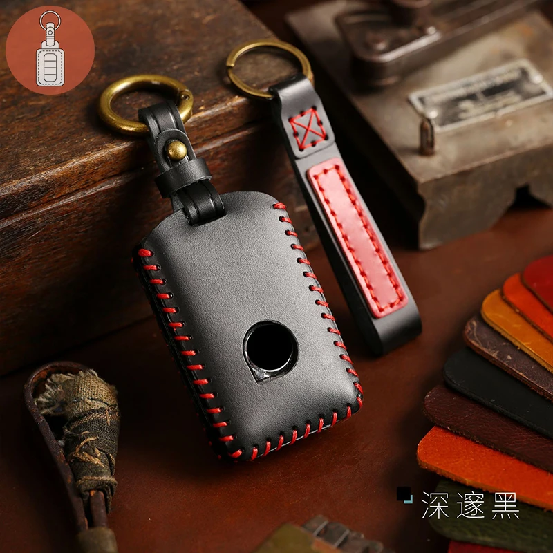 

Real Leather Car Key Case Cover Pouch for Volvo Xc60 S90 Xc90 S60 Keychains Holder Keyring Protective Shell Bag Fob Accessories
