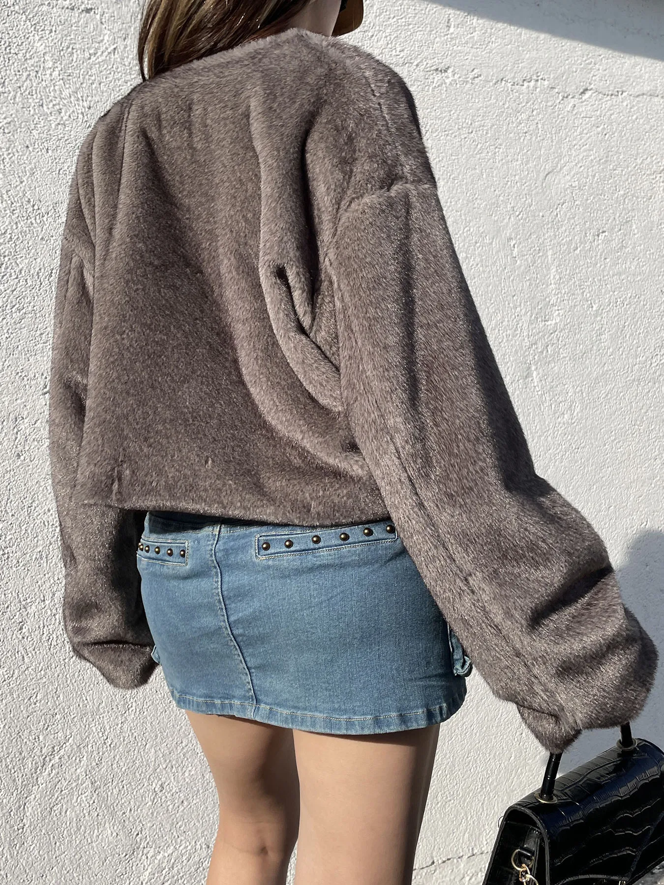 IAMSURE повседневные однотонные меховые пальто женские 2024 зимние теплые базовые