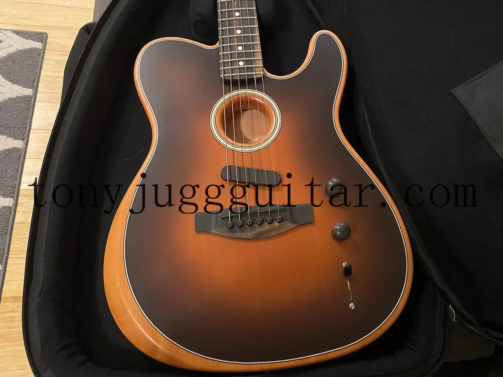 

Acoustasonic Tele Sunburst Electric Guitar Polyester Satin Matte Finish, Spurce Top, Deep C Mahogany Neck, Chrome hardware