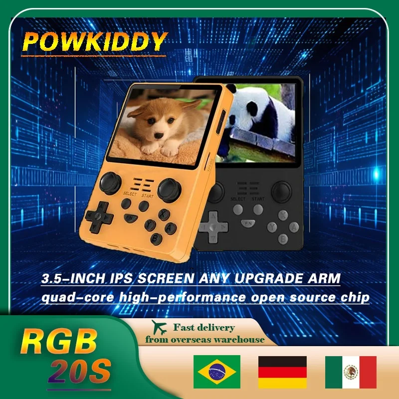 POWKIDDY RGB20S Ретро портативная игровая консоль 3 5-дюймовый IPS-экран 4:3 Система с