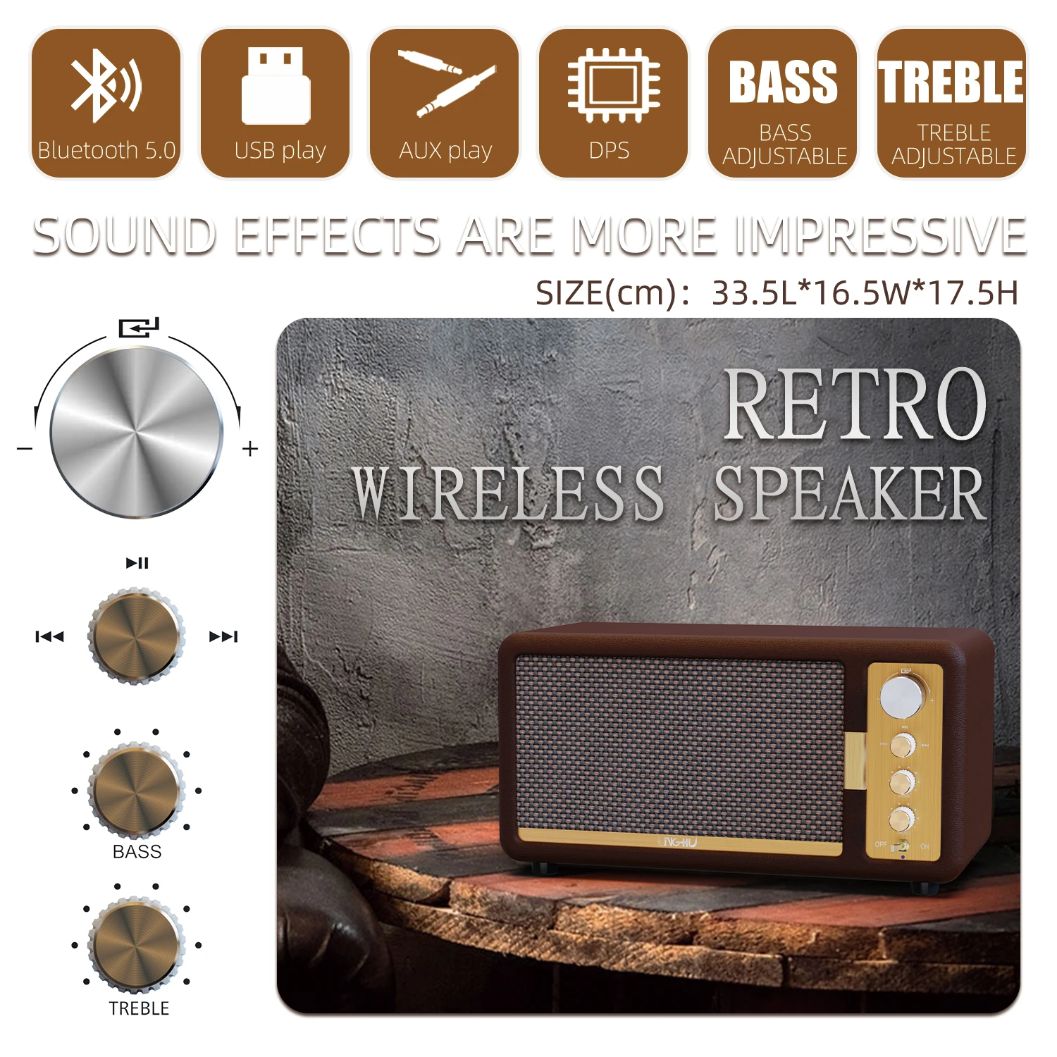 Высококачественные Bluetooth-колонки в стиле ретро для домашнего интерьера Hi-Fi