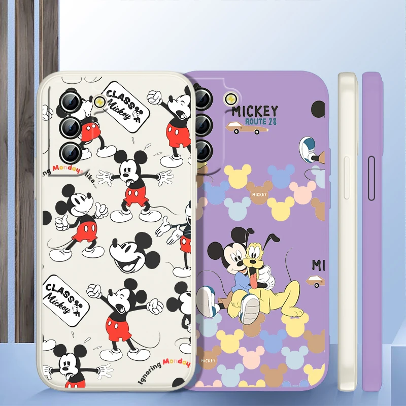 

Disney Minnie Mickey Phone Case For Samsung Galaxy S10 S10e S20 S21 S22 Plus Lite Ultra FE 5G Liquid Rope Iuxury Silicone Soft