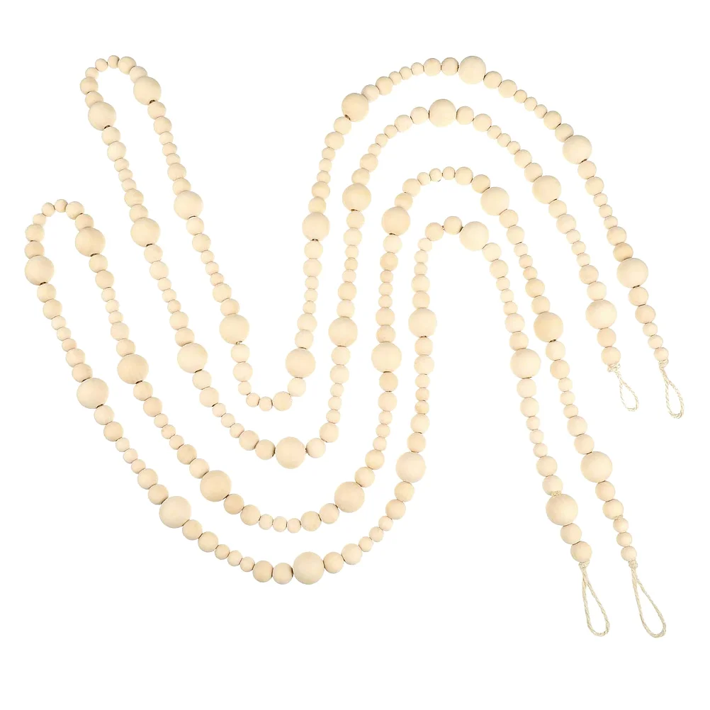 

Bead Garland Wood Beads Wooden Decor String Rustic Christmas Pendant Farmhouse Hanging Decorations Beaded Prayer Tree