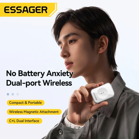 Магнитное беспроводное зарядное устройство Essager 5 Вт для Apple Watch серии 9 8 7 6 SE, кабель освещения типа C, преобразующее зарядное устройство для серии iWatch