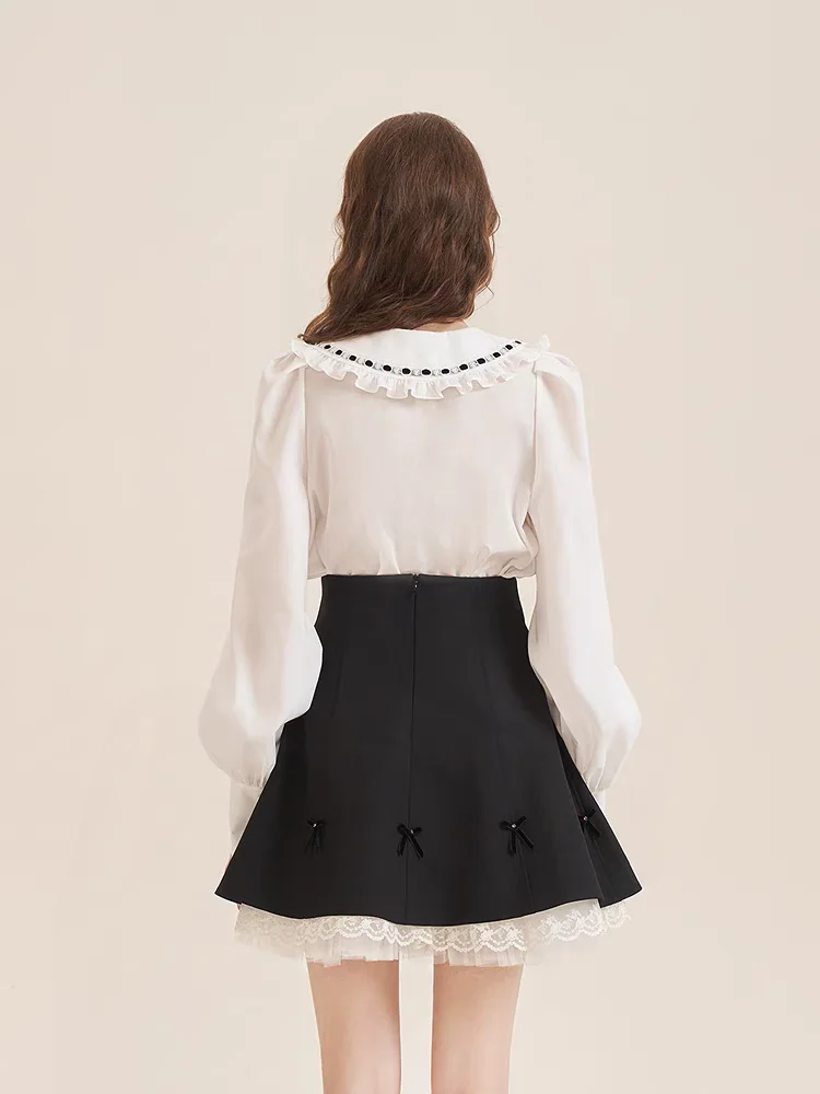 Рубашки с французскими оборками женские рубашки длинными рукавами новый