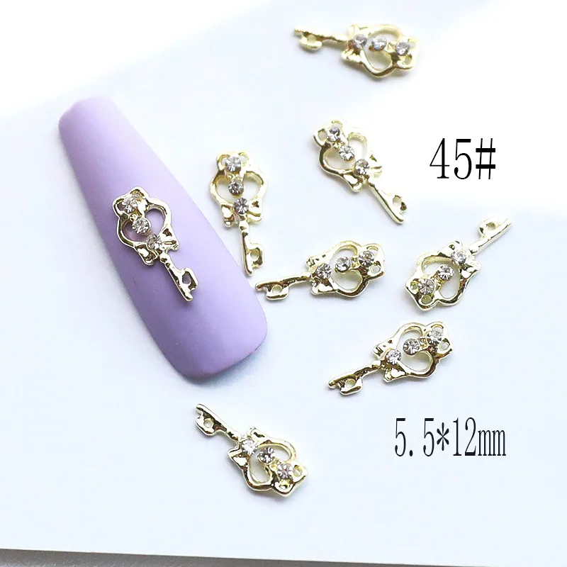 

10Pcs Metal Inlaid Diamond Hollowed-Out Peach Heart Angel Wings Manicure Jewelry Alloy Beauty Girl Warrior Japanese Nail Sticker