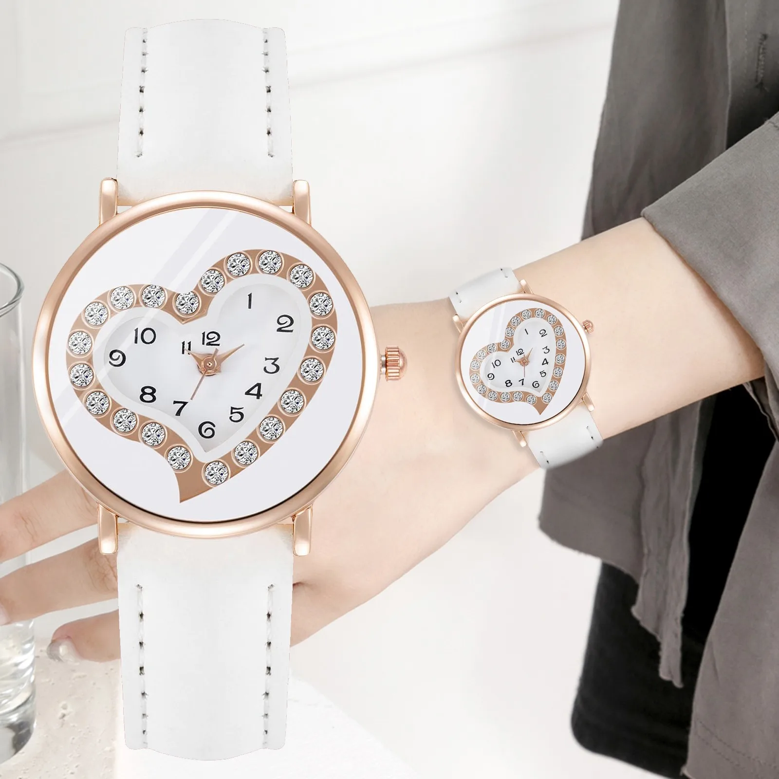 

Роскошные женские часы с кожаным ремешком, элегантное женское платье, кварцевые классические часы с романтичным циферблатом, повседневные наручные часы, женские часы