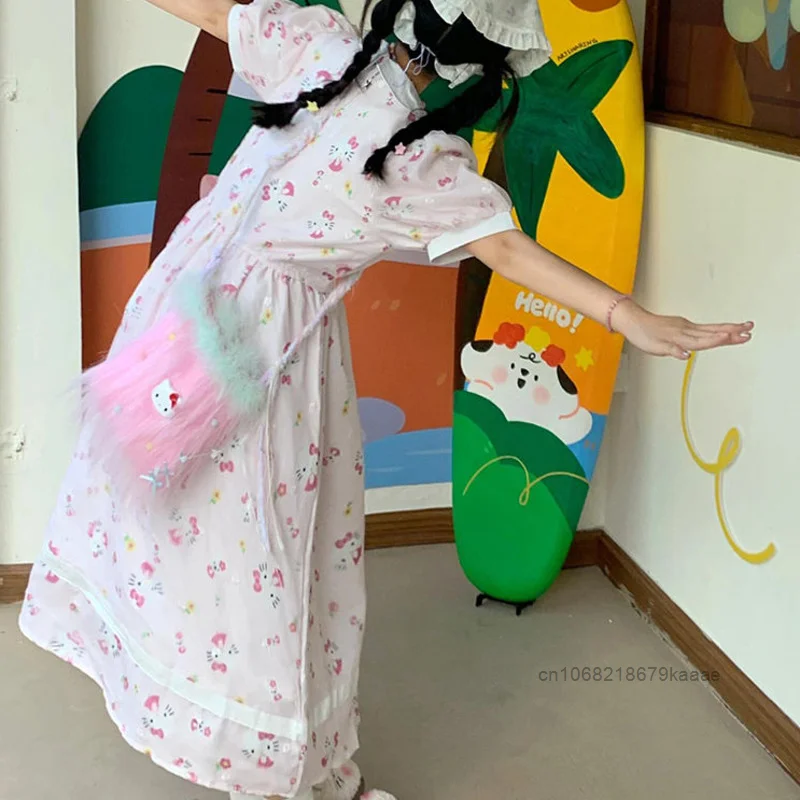 Женское платье с принтом и кукольным воротником летнее Новое модное милое