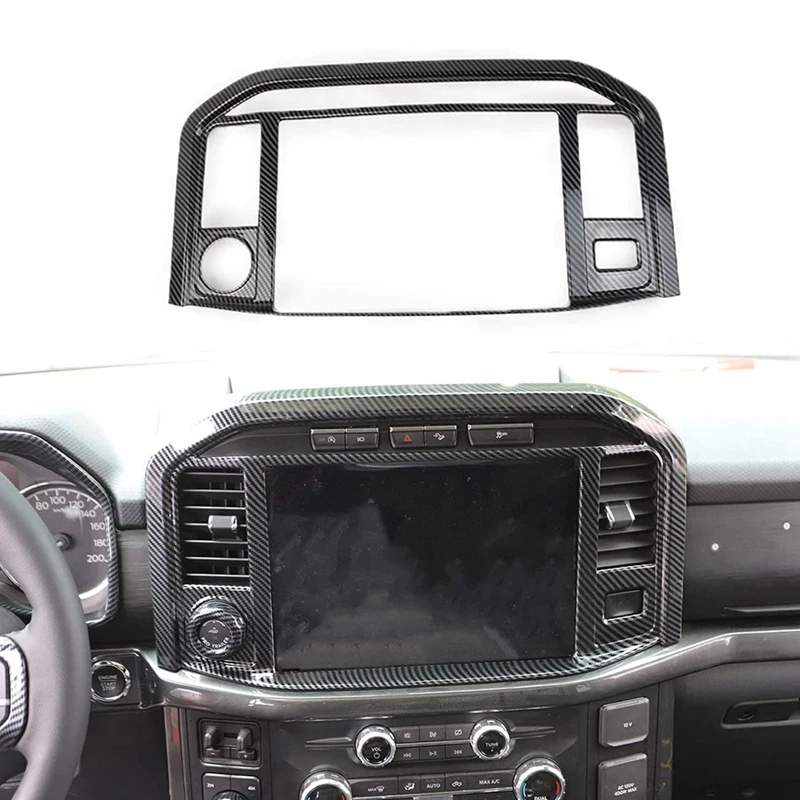 

Car Central Control Navigation Screen Panel Cover For Ford F150 2021 2022 2023 Accessories - ABS Carbon Fiber