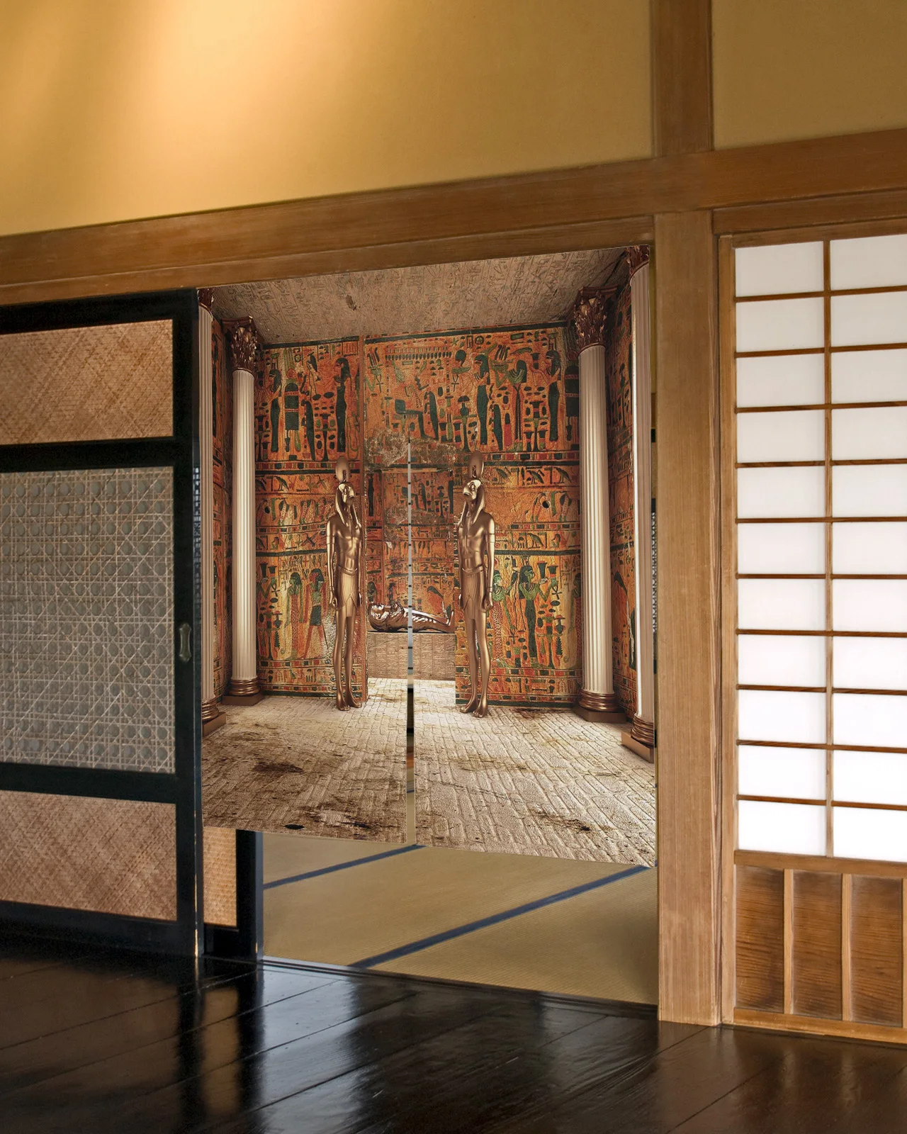 

Tomb Of Pharaoh Egypt Golden Tomb Japanese Door Curtain Restaurant Kitchen Entrance Partition Curtains Customed Half-Curtain