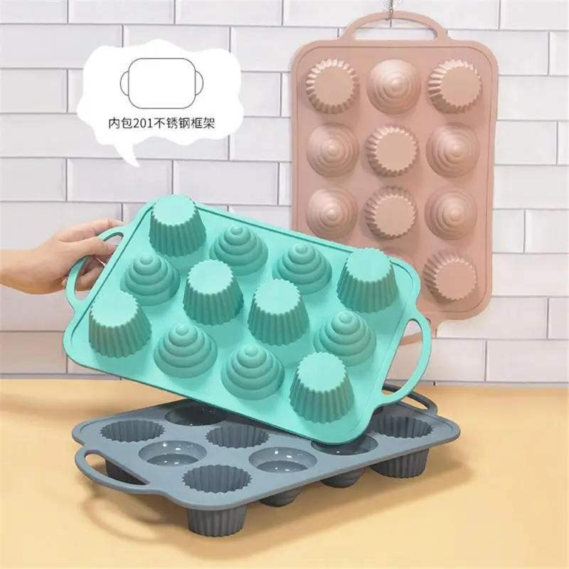 

Food Grade Cake Mold Baking Tool Pudding Steamed Cake Mold 12 Hole Non Stick Impermeable Muffin Cup Diy Round Mold Baking Tray