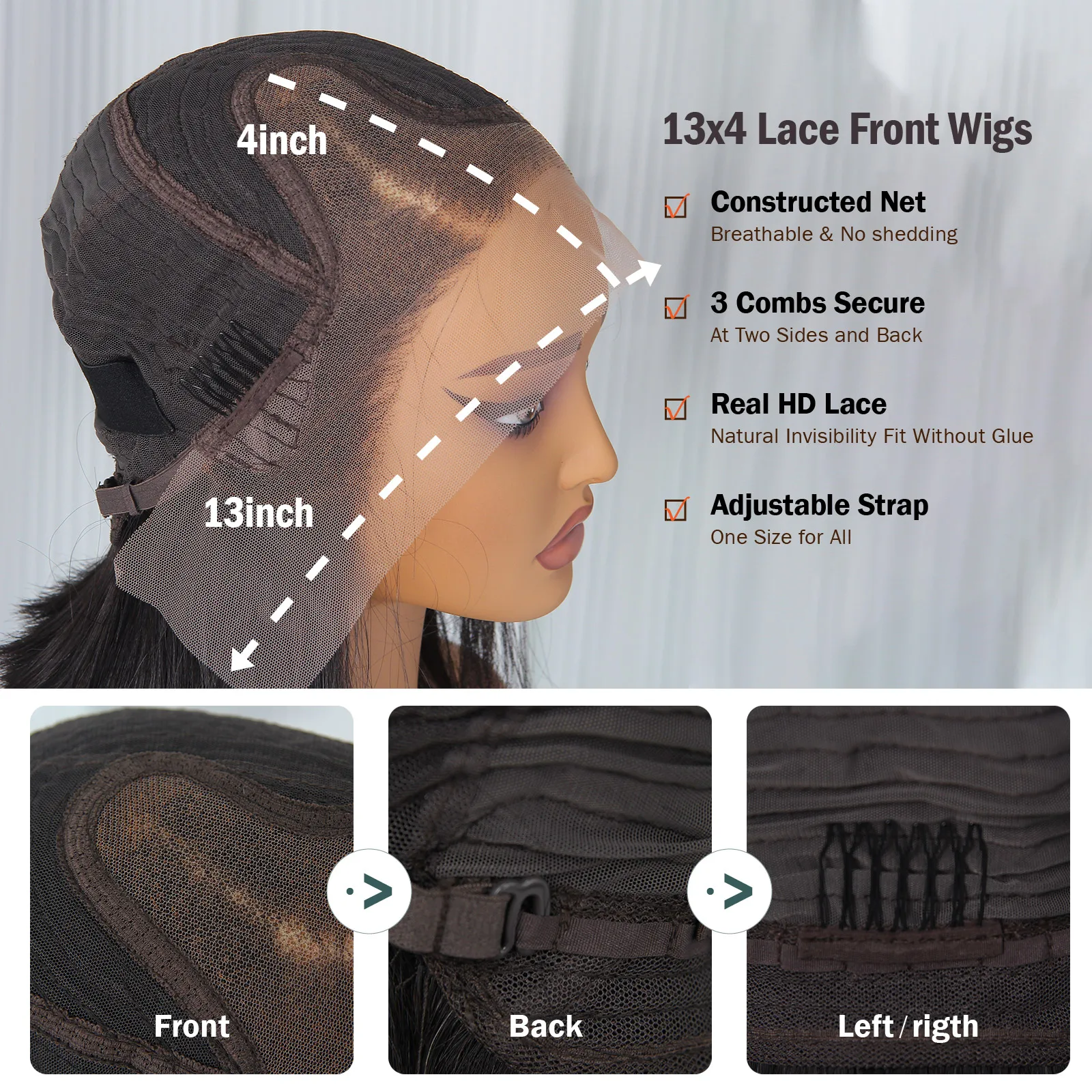 Парик Боб из человеческих волос 13x4 HD кружевные передние бесклеевые прямые парики